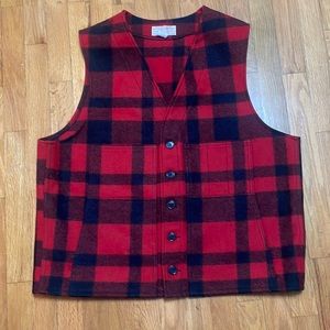 Vintage Filson Garment Buffalo plaid Mackiaw Vest 100% Virgin Wool Size:XXL